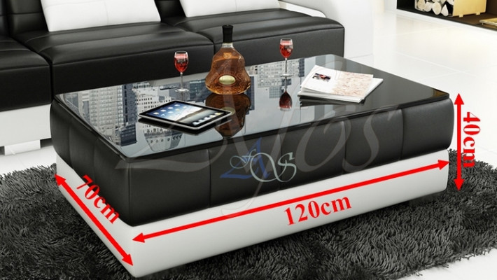 Designer Couchtisch Polster Tisch Leder Glas Tische Glastische #SBA1A