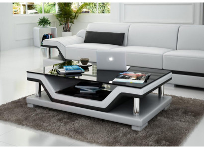 Designer Couchtisch Polster Tisch Leder Glas Moderner Tische #SB3009