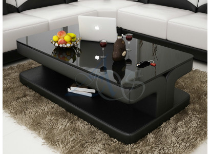 Designer Couchtisch Polster Tisch Leder Glas Moderner Tische Glas