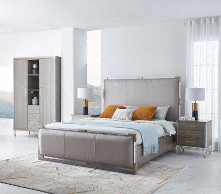 Luxus Schlafzimmer Möbel Bett 2x Nachttisch Set Betten dubai hotel möbel
