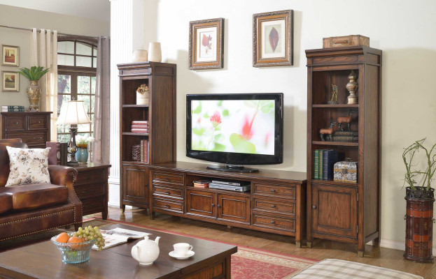 Klassische Wohnwandvitrine Sideboard RTV Wandregal Schrank 3tlg.