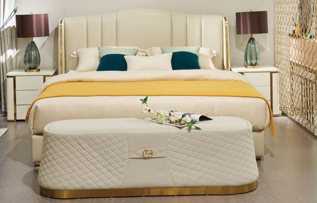 Bett Polsterbett Luxus Schlafzimmer Design Betten Textil Leder Bettgestell