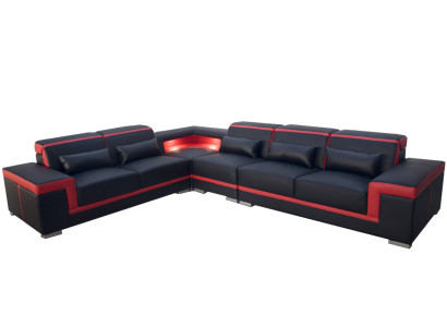 XXL Couch Ecke Ledersofa Wohnlandschaft Garnitur Design Modern Sofa LForm G8020B