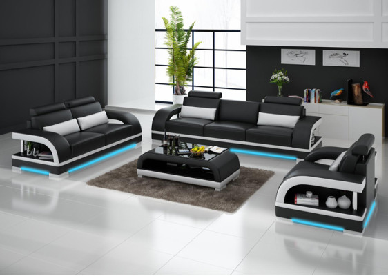 Ledersofa Couch Wohnlandschaft 3+2+1 Sitzer Sofa Garnitur Dekor Design Neu