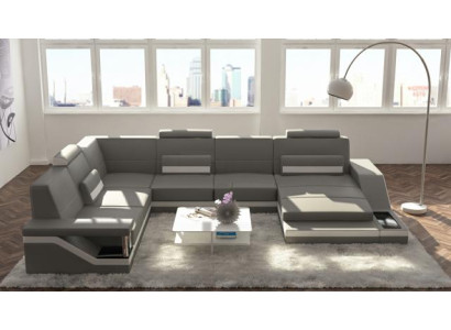 Designer Wohnlandschaft U-Form mit USB Ecksofa Polster Garnitur Eckgarnitur Sofa