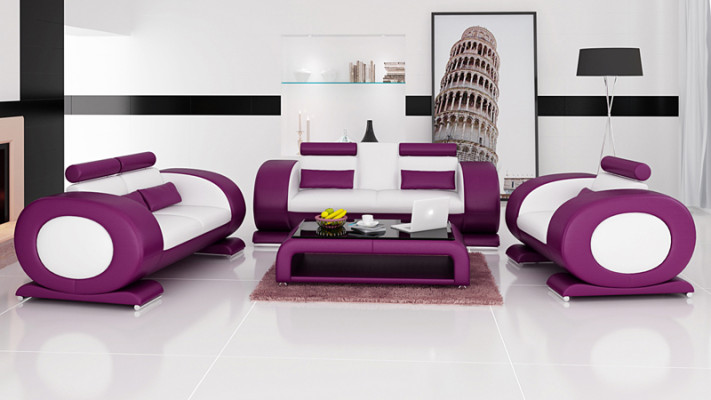 Ledersofa Couch Wohnlandschaft 3+2+1 Sitzer Garnitur Design Modern