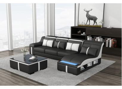 Eck Sofa Couch Polster Eck Sitz Leder Garnitur Beleuchtet L Form G8047C