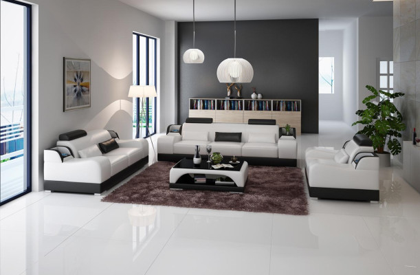 Sofagarnitur Couch Polster Sofa 3+1+1 Garnituren Design Leder 3tlg. Komplett Set