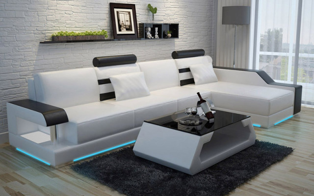 Ledersofa Maßfertigung Couch Wohnlandschaft Ecksofa Garnitur Design Sofa USB Neu