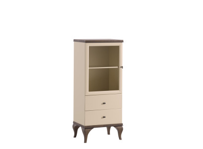 Glas Schrank Wohnzimmer Schränke Anrichte Beige Vitrine Möbel Holz