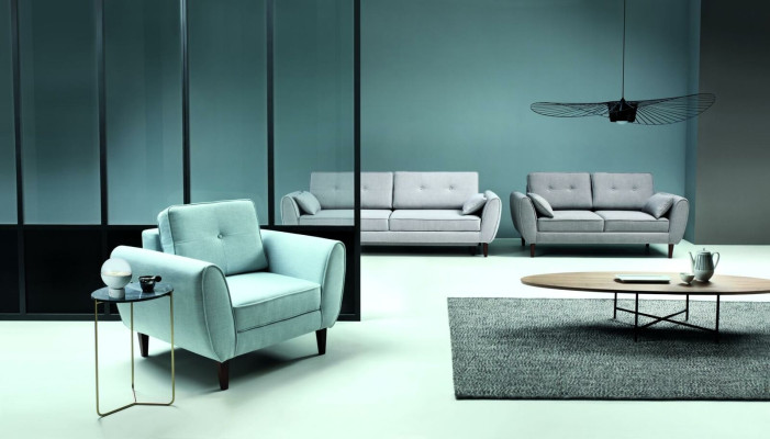 Design Chesterfield Stoff Couch Sessel 1 Sitzer Polster Sofas Lounge Club 