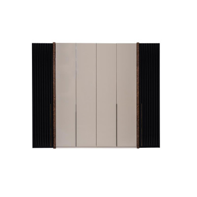 Luxus Schlafzimmer Set Bett 2x Nachttische + Kleiderschrank Holz Komplett