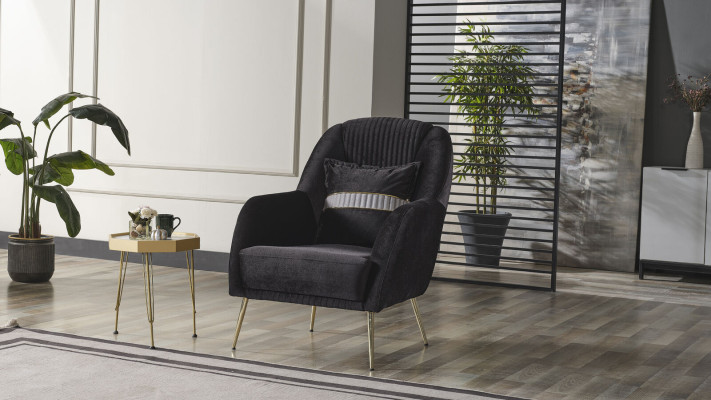 Elegantes Sofa Sessel Sofagarnitur Schwarz Relax 2tlg Wohnzimmer Möbel