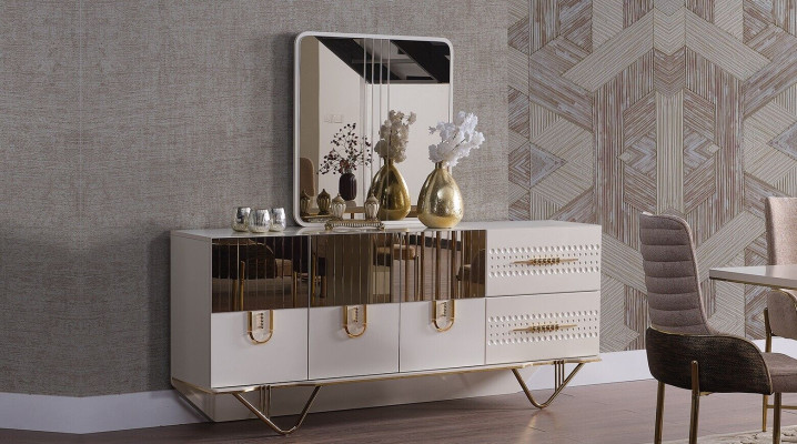 Design Esszimmer Komplett Esstisch + 6x Stühle+Sideboard Möbel Holztisch Neu