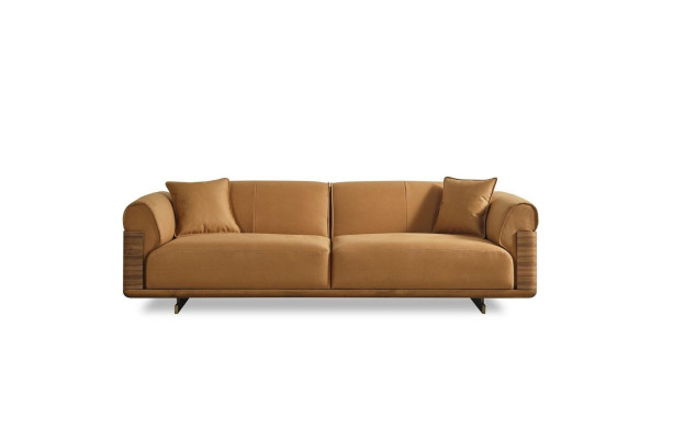 Sofagarnitur Komplette Polstersofa Braun Dreisitzer Sessel Modern 3tlg