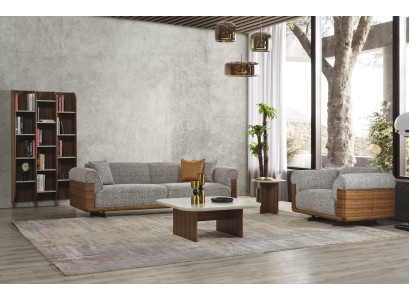 Couchen Polstersofa Grau Komplette Dreisitzer Sessel Modern 2tlg Sofas