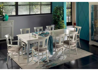 Komplett Set Esstisch 8x Stühle Luxus Esszimmer Garnitur Weiß Italien
