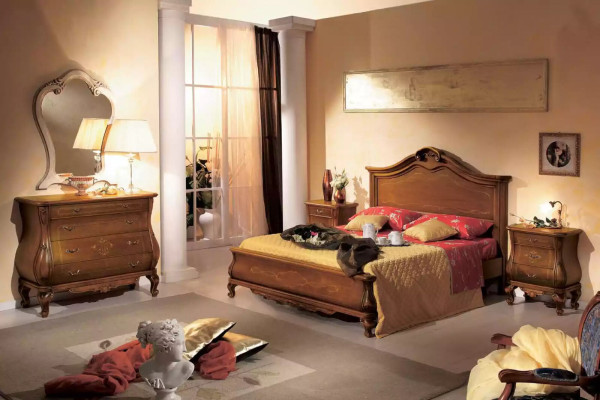 Schlafzimmer Kommode mit Spiegel Luxus klassische Möbel Set 2tlg Holz