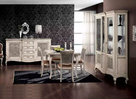 Esszimmer Garnitur Esstisch 4x Stühle Esszimmer Sideboard Set 7tlg.