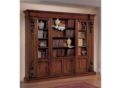 Großes Braunes Bücherregal Luxus Vitrine Holzschrank Massivolz Möbel