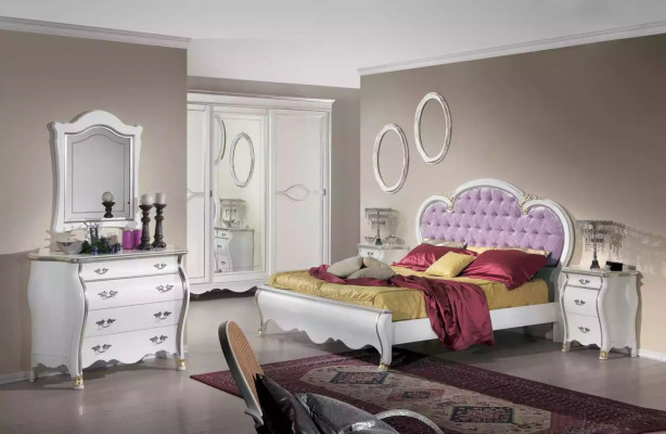 Weißer Klassischer Kleiderschrank Spiegeltür Schlafzimmer Möbel Design