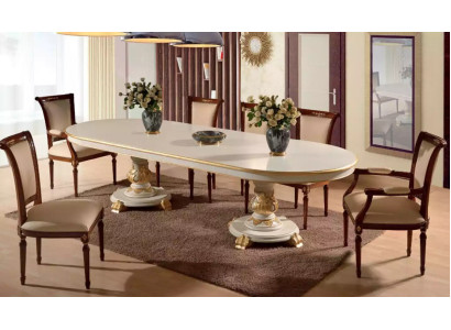 Luxus Esszimmer Tisch Oval Weiß Esstische Holz Italienische Möbel Art déco Neu