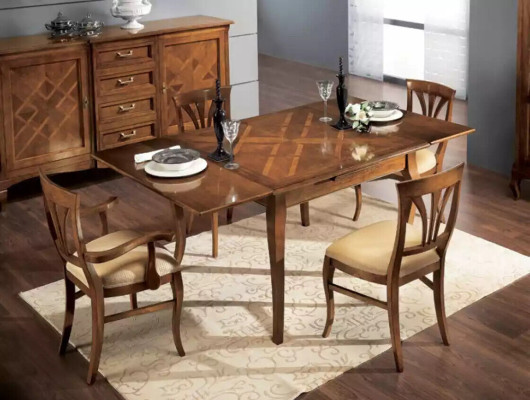 Stuhl ohne Armlehne Esszimmerstuhl Holz Esszimmer Braun Design Klassisch