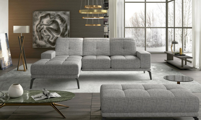 Designer Sofa Couch Ecksofa Textil Polster Garnitur Wohnlandschaft L-Form Blaue