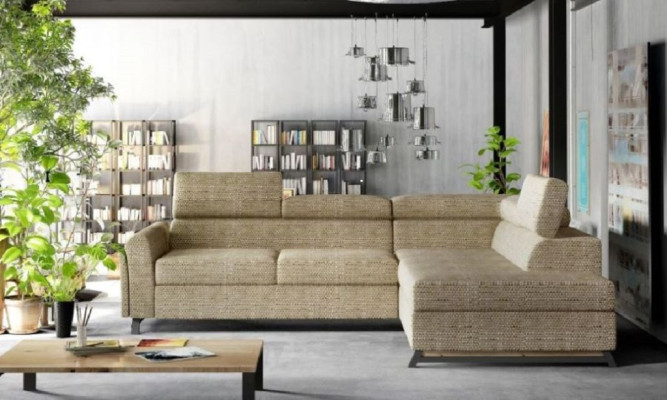 Designer Sofa Couch Ecksofa Textil Polster Garnitur Wohnlandschaft L-Form Stoff