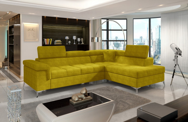 Ecksofa L-Form Sofa Couch Design Polster Schlafsofa Textil Bettfunktion Textil