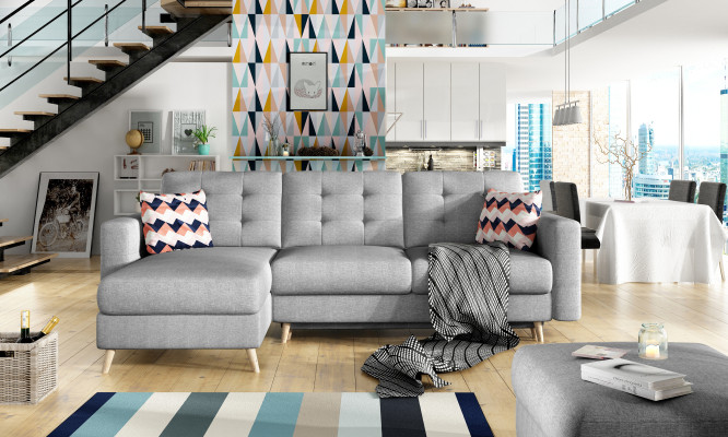 Design Ecksofa Schlafsofa Bettfunktion Couch Textil Leder Polster Sofas Neu