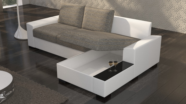 Wohnlandschaft Ecksofa Negro Bettfunktion Couch Leder Textil Sofas Schlaf