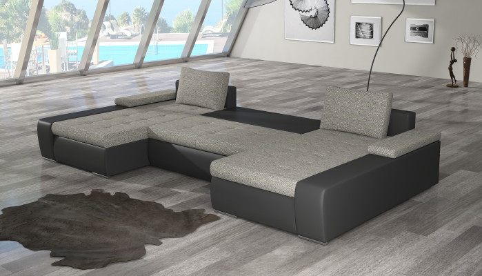 Wohnlandschaft Wohnzimmer Leder Sofa Couch Polster Sitz Ecksofa Garnitur