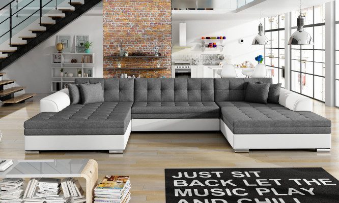 Design Ecksofa Schlafsofa Bettfunktion Couch Leder Polster Textil Sofas Neu 1070