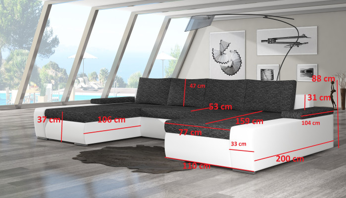 Wohnlandschaft Wohnzimmer Leder Sofa Couch Polster Sitz Ecksofa Garnitur