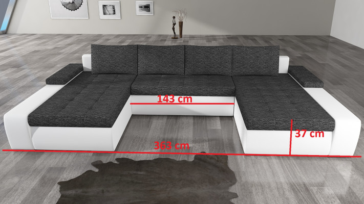 Wohnlandschaft Wohnzimmer Leder Sofa Couch Polster Sitz Ecksofa Garnitur