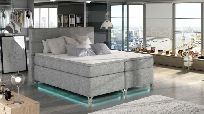 Boxspring Bett Doppelbett Lederbett Betten Polster Schlafzimmer Möbel 180x200