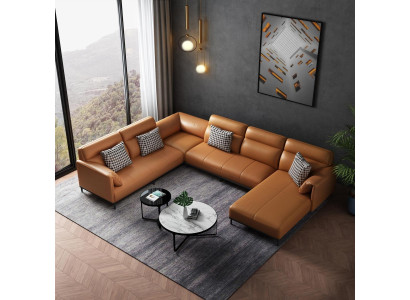 Wohnlandschaften Ecksofa Couch Garnitur Leder Polster Sitz Ecke Sofa U Form xxl