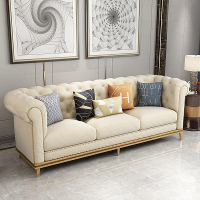 Sofagarnitur 3+2 Sitzer Ledersofa Modernes Sofa Designer Sofa Neu Chesterfield