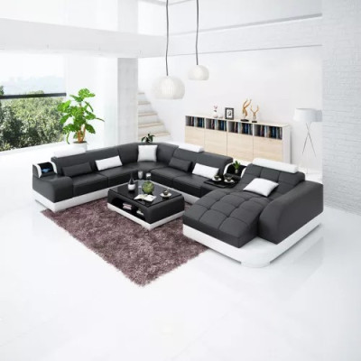 Polsterecke Ledersofa Wohnzimmersofa Eckcouch Eckgarnitur Sofa mit