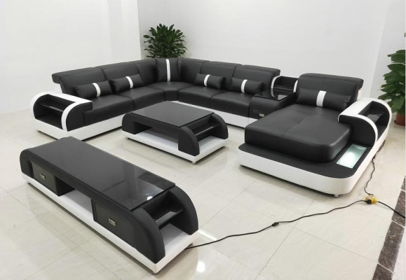 Ecksofa couch sofa led garnitur wohnlandschaft polster garnitur usb beleuchtet