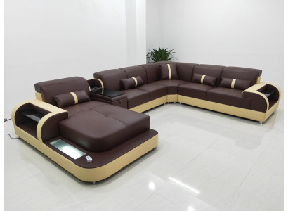 Ledersofa Design Sofa U Form Wohnlandschaft Couch Polster Ecksofa Garnitur Neu