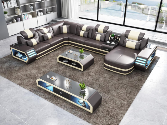 Polster Ecksofa Ausgefallene Wohnlandschaft eckgarnitur couchen sofas usb led