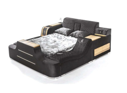 Luxuriöses Bett mit Massagestuhl Multifunktionsbett Luxus-Textilpolsterung