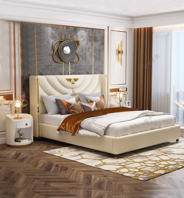 Schlafzimmer Bett Nachttische 3 tlg. Set Design Luxus Betten Holz Doppelbett NEU