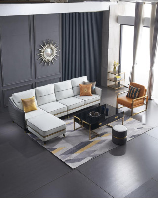Modernes Sofa Ecksofa L Form Couchtisch Hocker Ecksofa Polster Hocker