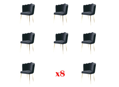 Gruppe Garnitur Set 8 Stühl Textil Stuhl Designer Polster Esszimmer