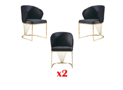 Stuhl 2x Stühle Gruppe Set Wohn Esszimmer Garnitur Modern Stil Textil