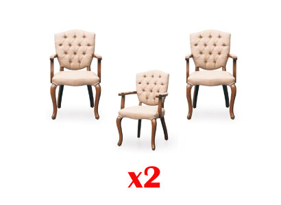 Chesterfield Sessel Holz Lounge Club 2x Set Garnitur Stuhl Stühle