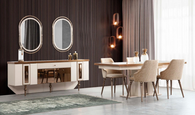 Sideboard Wohnzimmer Esszimmer Holz Metall Kommoden Beige